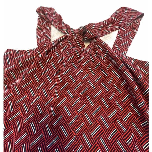 Banana Republic Factory Women's Red Print Twist Neck Halter Top Fully lined sz M - Picture 4 of 5